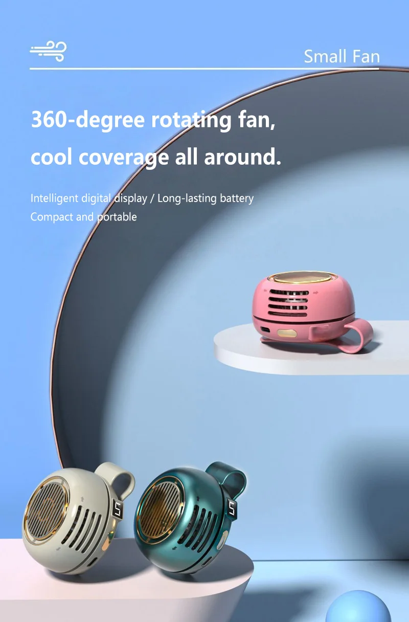 Lenovo Wearable Belt Fan Clip Fan Mini Bladeless Handheld Air Cooler Small Strong Wind Portable USB Rechargeable Cooling Fan