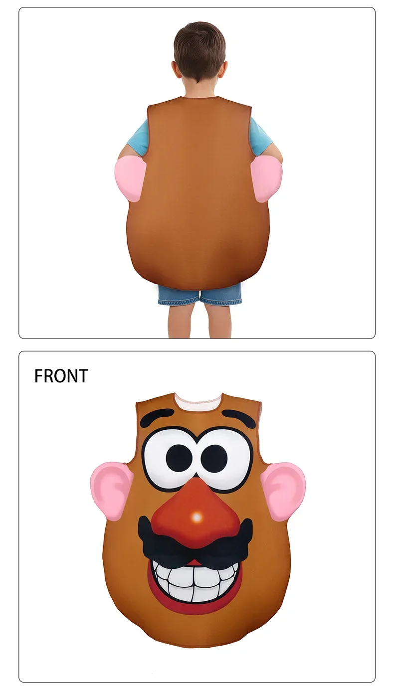 Funny Potato Head Costume Mr. and Mrs. Potato Head Matching Outfit Halloween Cosplay Tunic Couple Carnival Party Disguise Wear