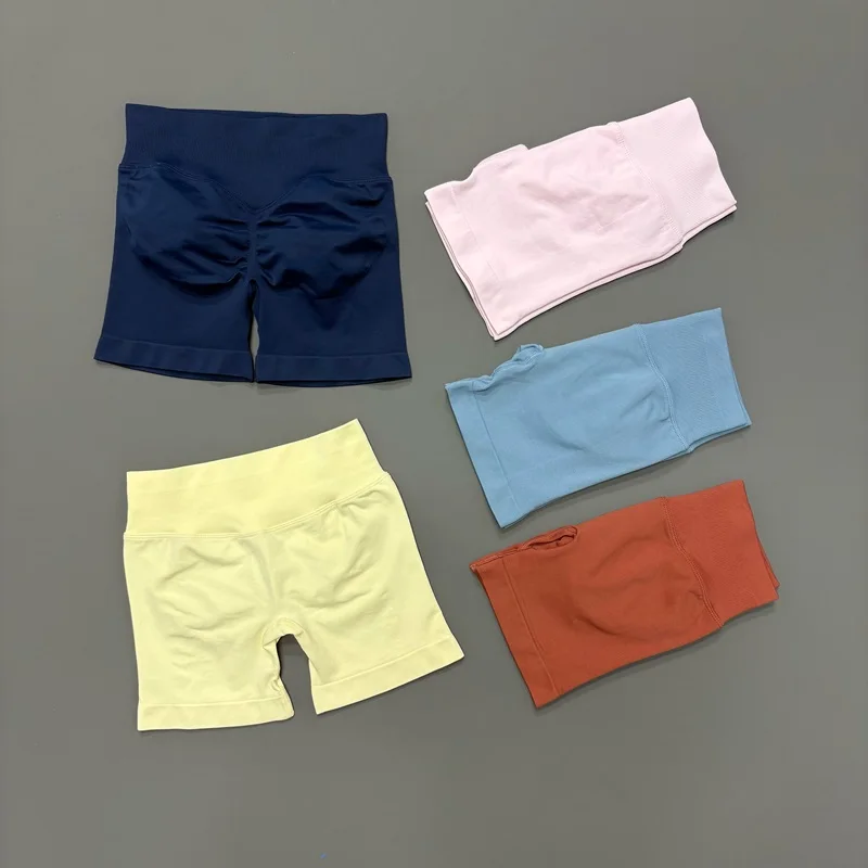 Women Sports Shorts 4.5'' Seamless Bike Sports Stretch Breathable Yoga Pants Workout Gym Running Fitness Scrunch Butt Tights