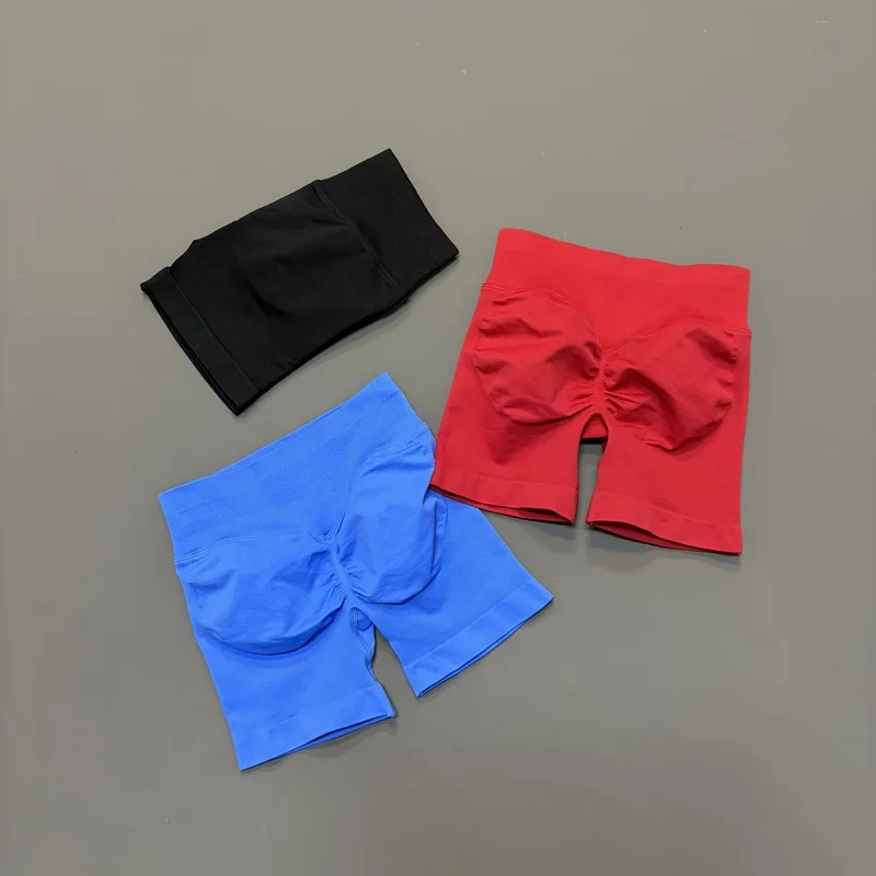 Women Sports Shorts 4.5'' Seamless Bike Sports Stretch Breathable Yoga Pants Workout Gym Running Fitness Scrunch Butt Tights