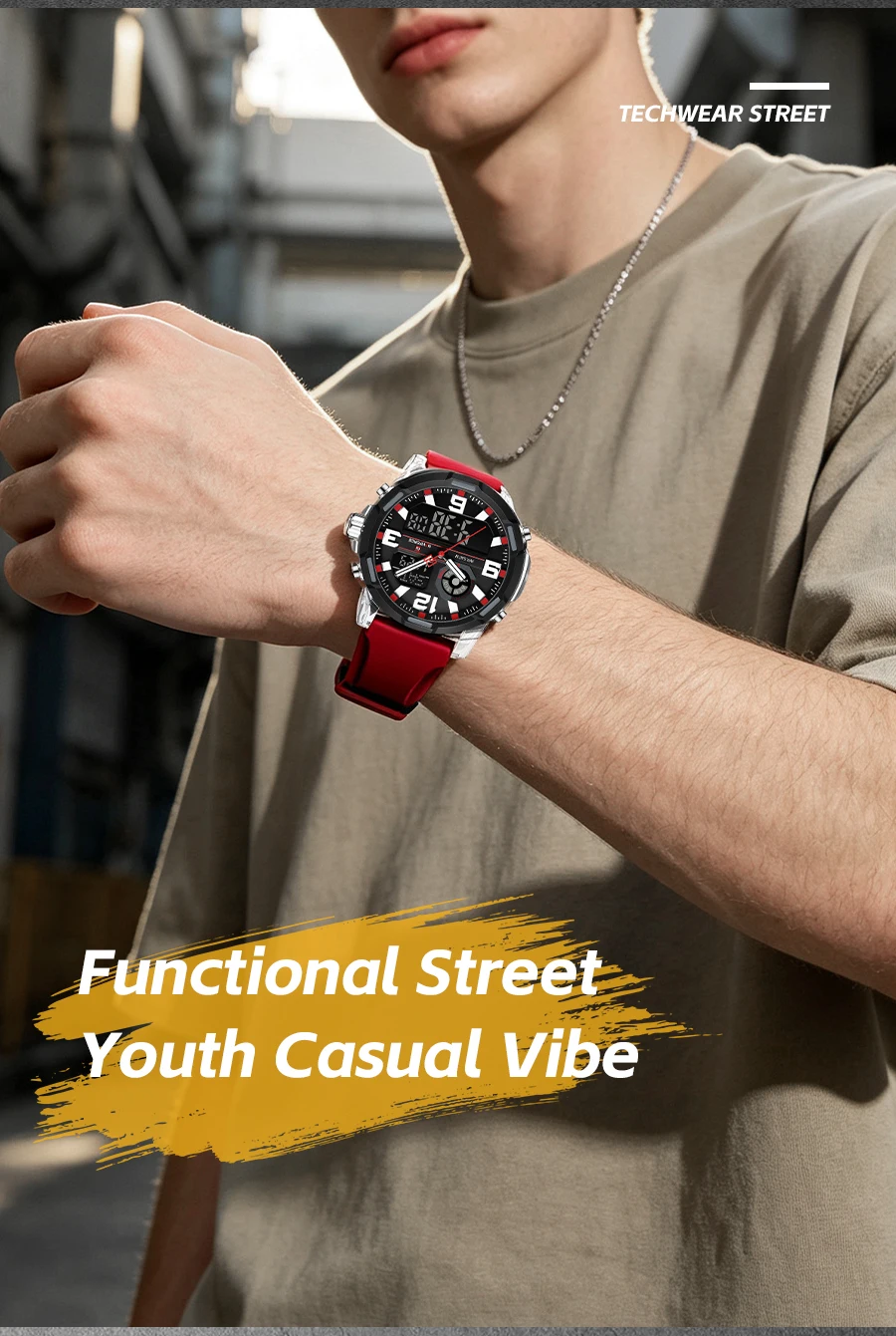 NAVIFORCE Men Military Quartz Watch 50M Waterproof Sports Wristwatch Slate Gray Dial White Arabic Numeral Scale Male Watch