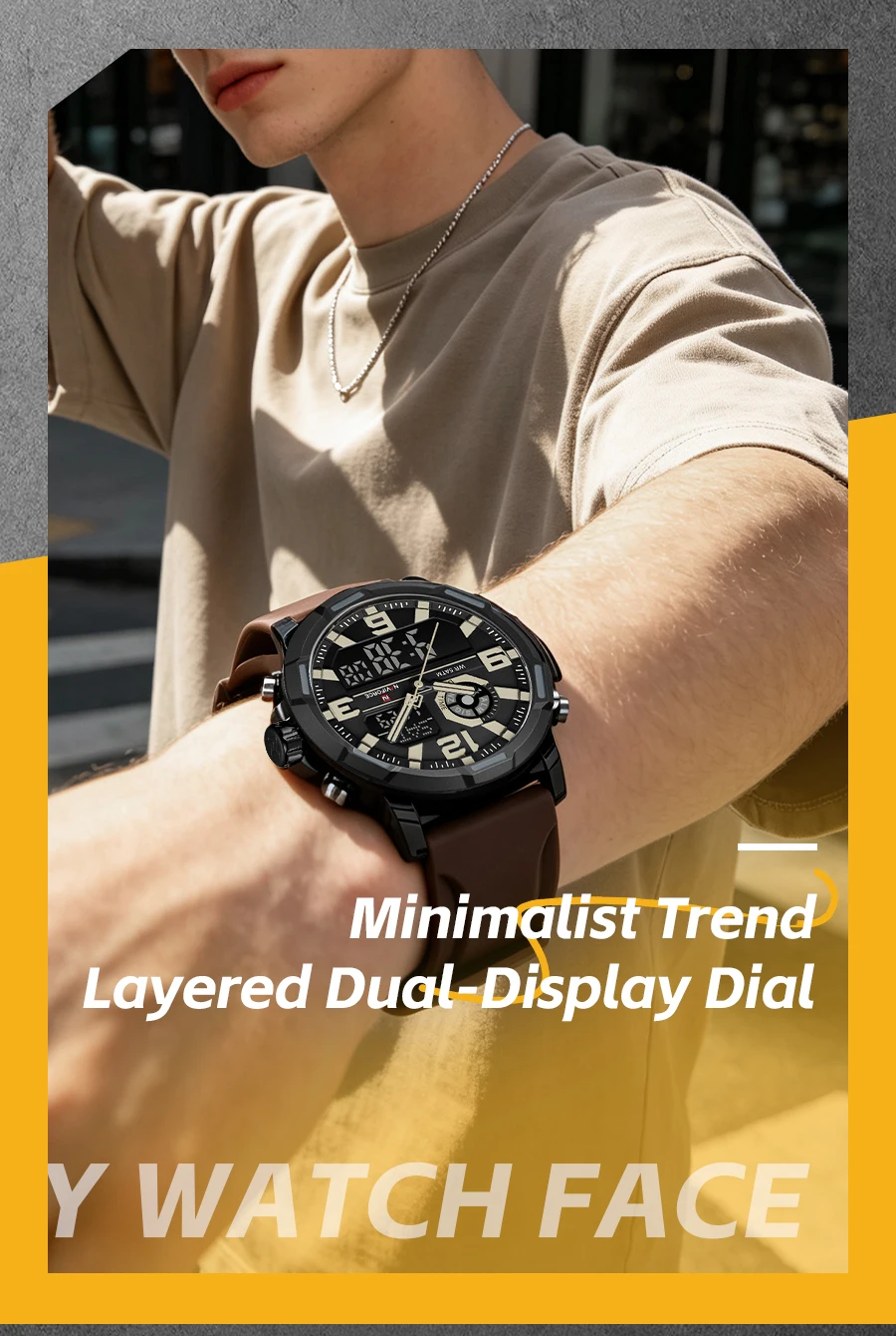 NAVIFORCE Men Military Quartz Watch 50M Waterproof Sports Wristwatch Slate Gray Dial White Arabic Numeral Scale Male Watch