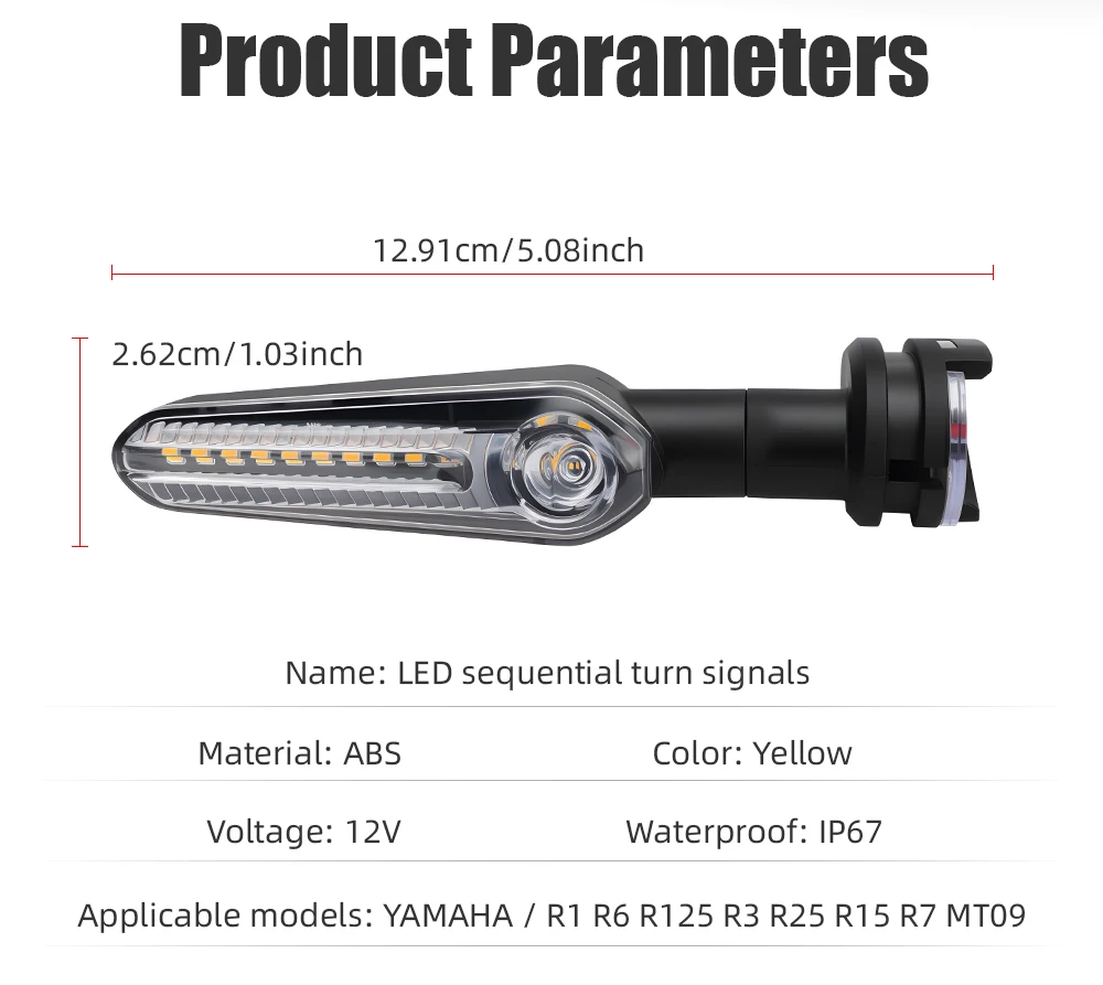 1/2 Pair MT-09 Motor LED Turn Signal Indicator Light For Yamaha YZF R6 R1 R3 R7 R9 R15 MT07 TRACER 700 900 9/GT XSR 700 XJ6 FZ1