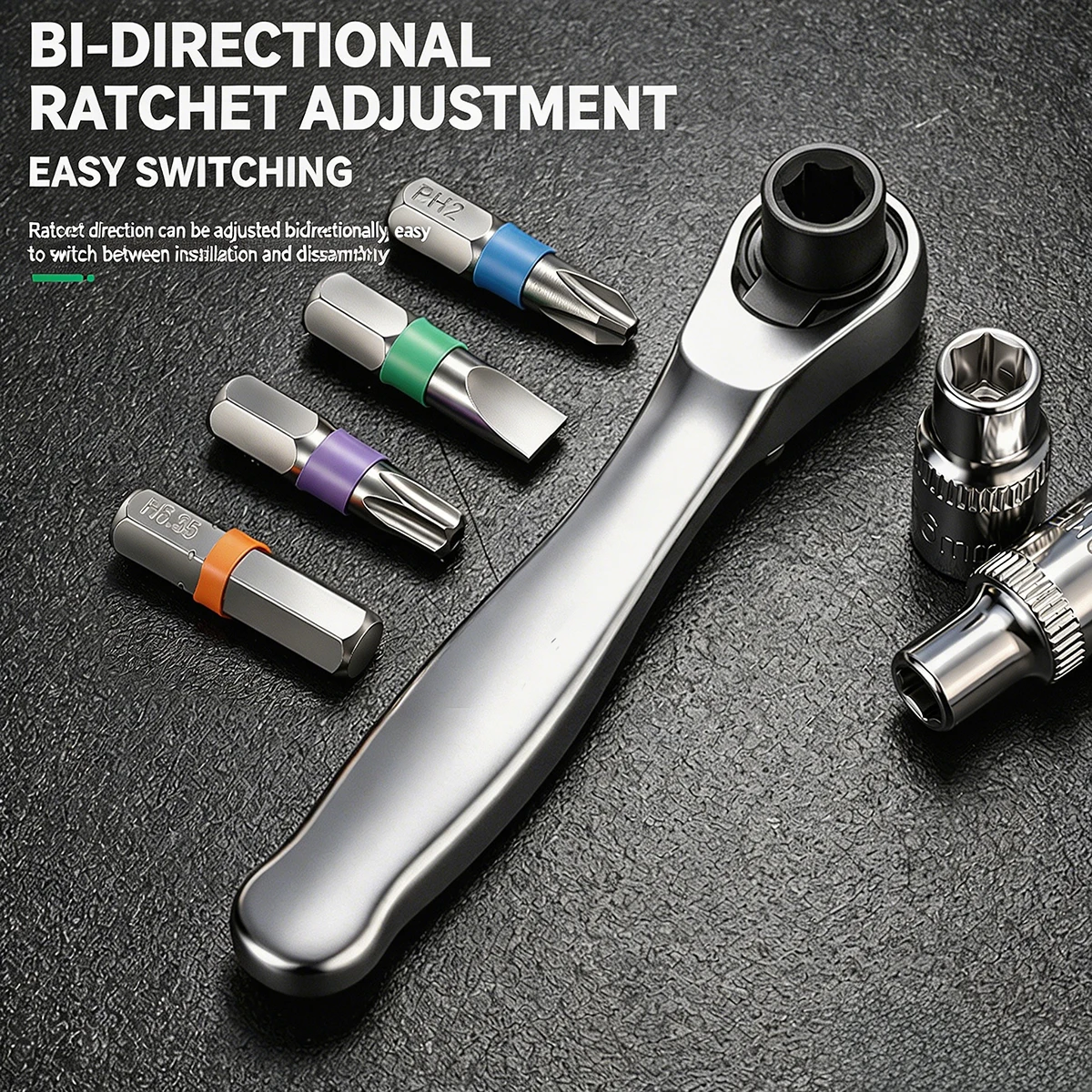 Mini Ratchet Wrench 1/4 Drive 72 Teeth Alloy Steel Socket Bit Holder for DIY Home Auto Motorcycle Bicycle Repair Hand Tools