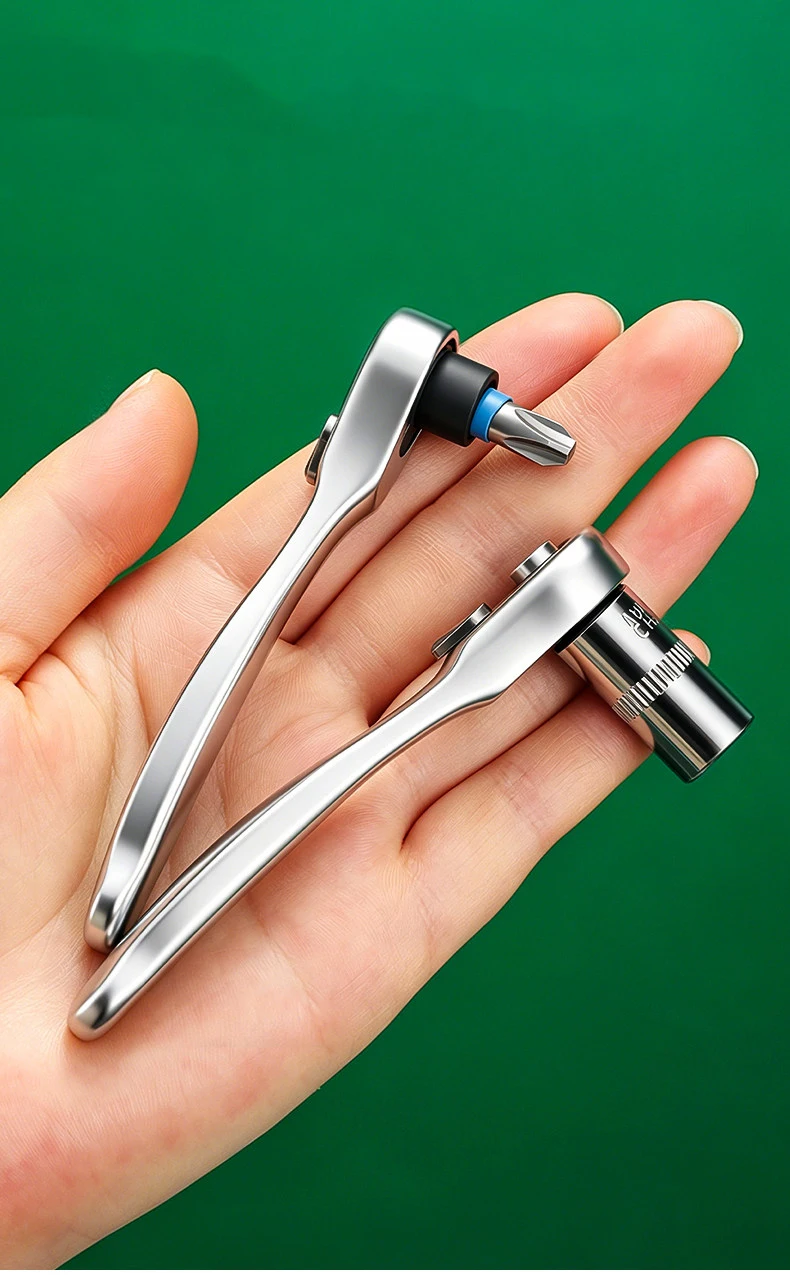 Mini Ratchet Wrench 1/4 Drive 72 Teeth Alloy Steel Socket Bit Holder for DIY Home Auto Motorcycle Bicycle Repair Hand Tools