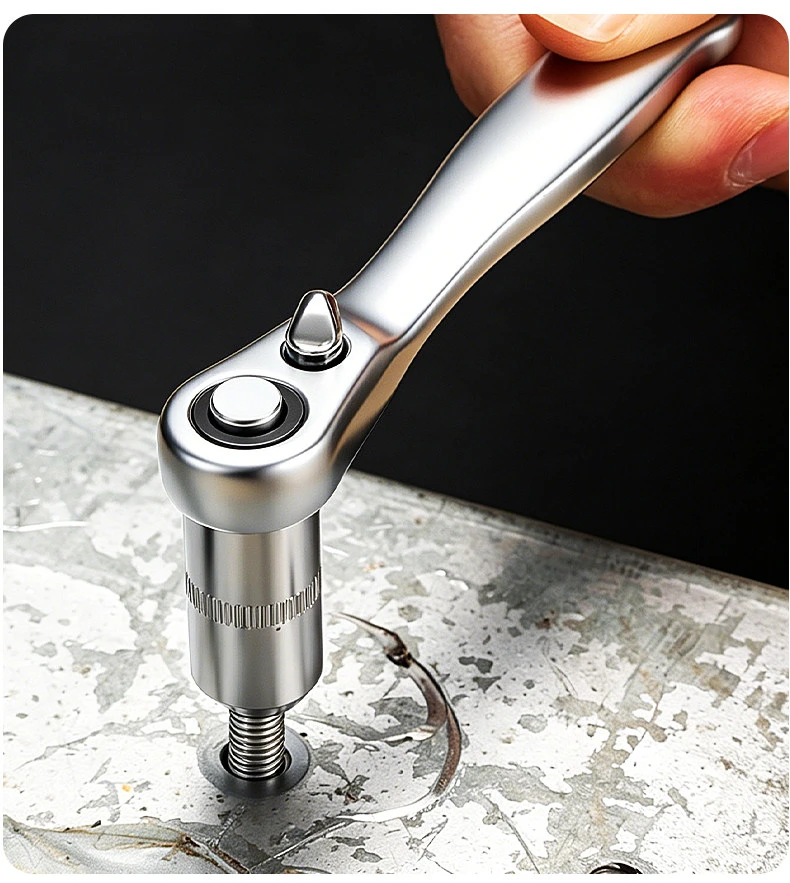 Mini Ratchet Wrench 1/4 Drive 72 Teeth Alloy Steel Socket Bit Holder for DIY Home Auto Motorcycle Bicycle Repair Hand Tools