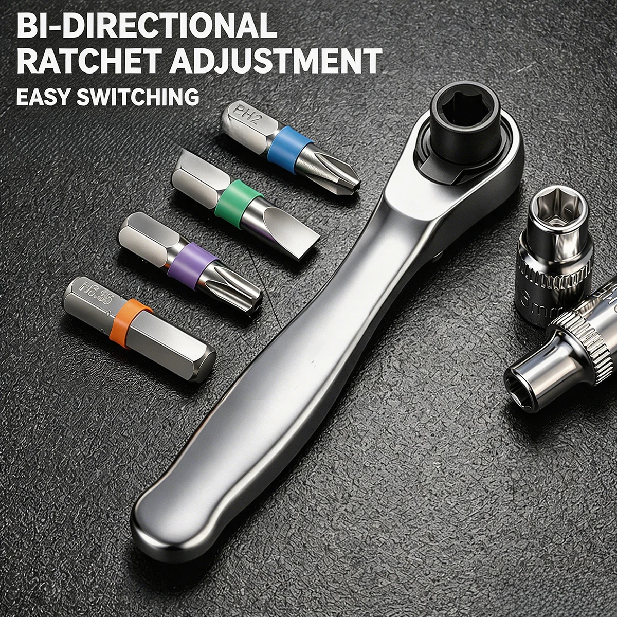Mini Ratchet Wrench 1/4 Drive 72 Teeth Alloy Steel Socket Bit Holder for DIY Home Auto Motorcycle Bicycle Repair Hand Tools