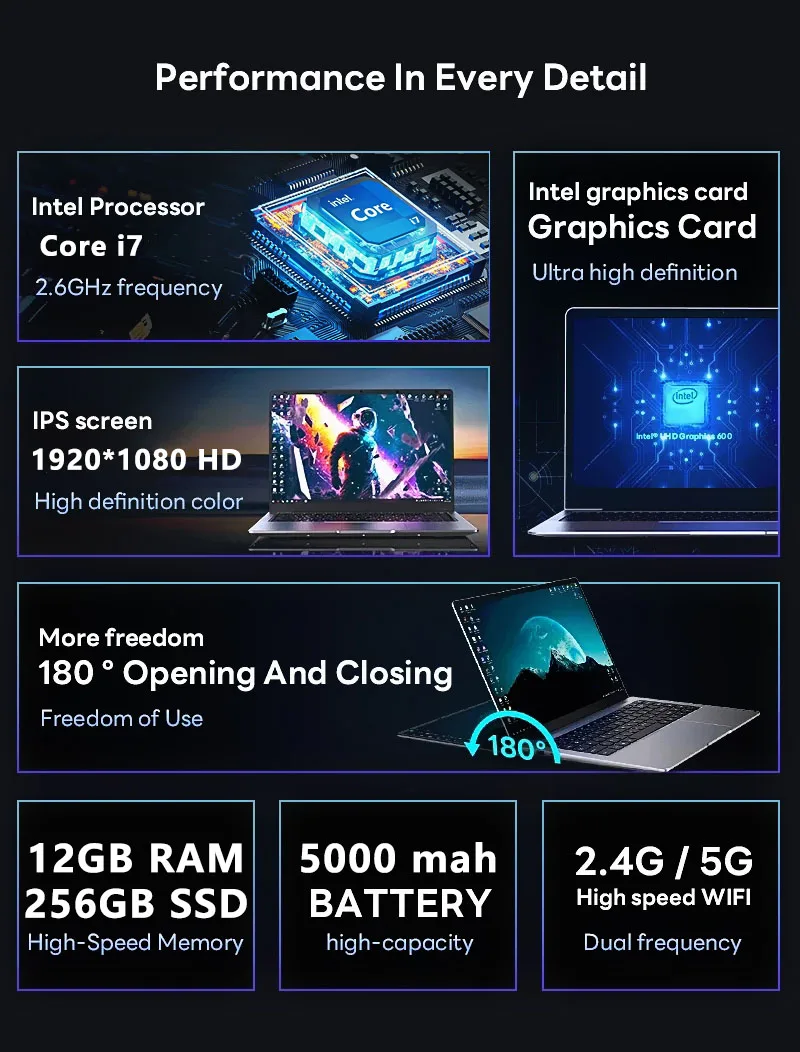 2026 Windows 11 Laptop Intel Core I7 9850H/Intel A3950 Computer 12GB RAM 1TB 2TB SSD 14.1" Laptops Ultra Slim Notebook PC Business Study Office