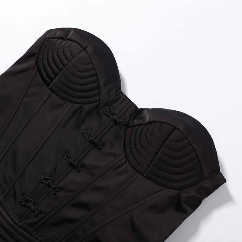 Sexy Fishbone Spaghetti Strap Corset Women's Slim Waist-cinching Backless Lace-up Tank Tops 2026 Summer New Female Pleated Top