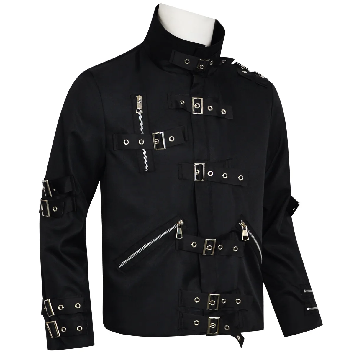 Michael Jackson BAD Punk Jacket Black Stretch Outwear Motorcycle Role Player impersonator Costumes Classic BAD T-shirt Belt