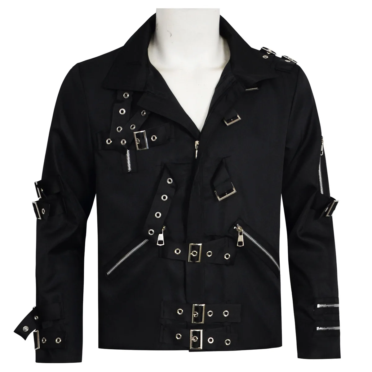 Michael Jackson BAD Punk Jacket Black Stretch Outwear Motorcycle Role Player impersonator Costumes Classic BAD T-shirt Belt