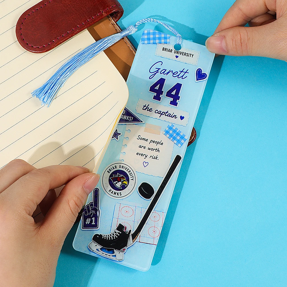 Off Campus Ice Hockey Romantic Story Acrylic Bookmark, Printed with Characters from the Novel 'Briar University'