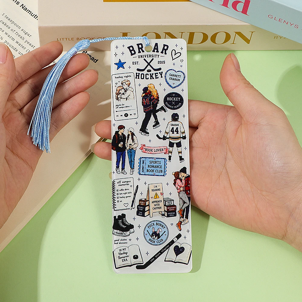 Off Campus Ice Hockey Romantic Story Acrylic Bookmark, Printed with Characters from the Novel 'Briar University'