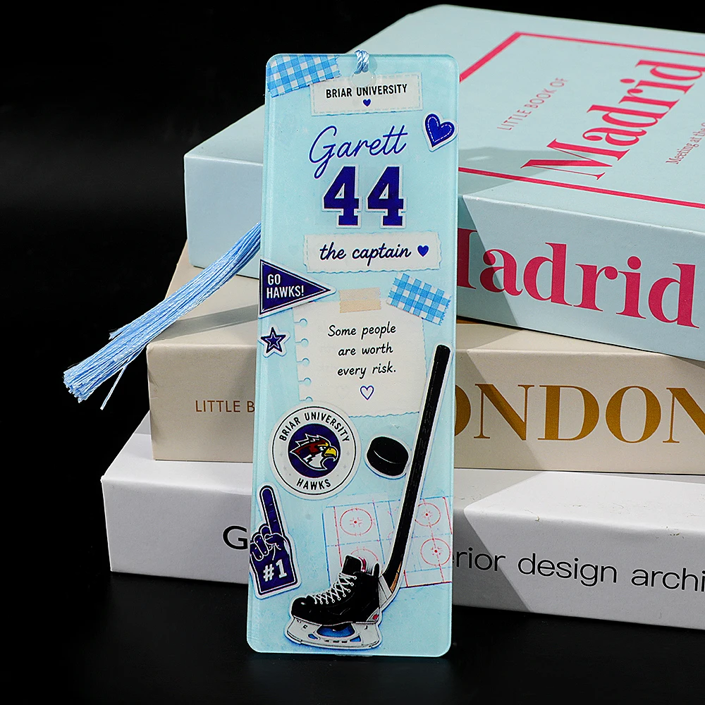 Off Campus Ice Hockey Romantic Story Acrylic Bookmark, Printed with Characters from the Novel 'Briar University'