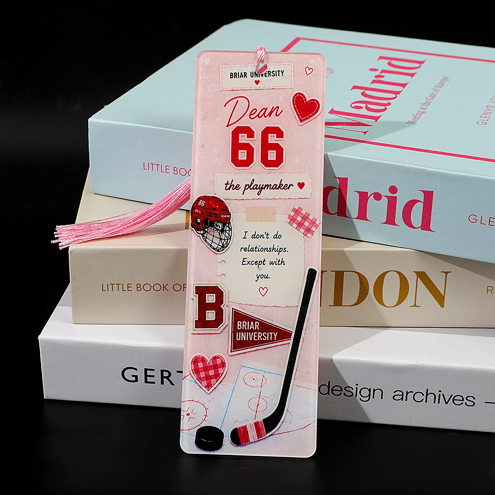 Off Campus Ice Hockey Romantic Story Acrylic Bookmark, Printed with Characters from the Novel 'Briar University'