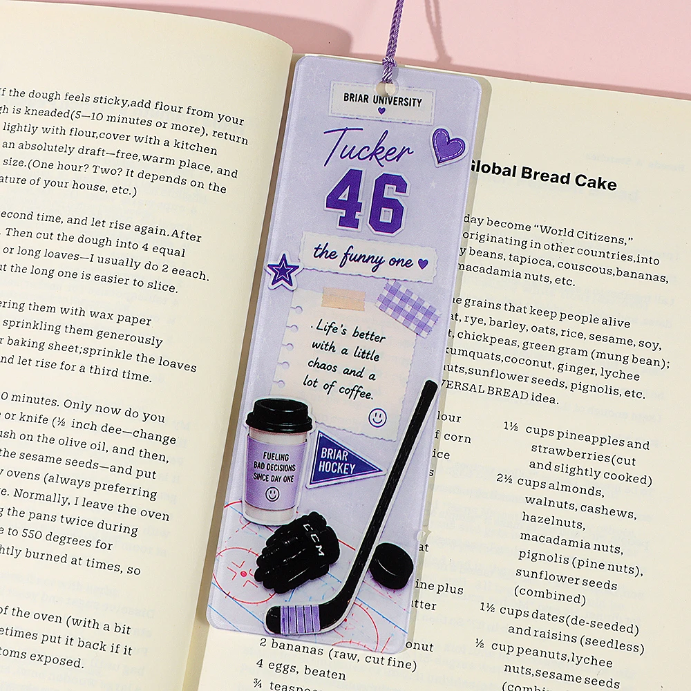 Off Campus Ice Hockey Romantic Story Acrylic Bookmark, Printed with Characters from the Novel 'Briar University'