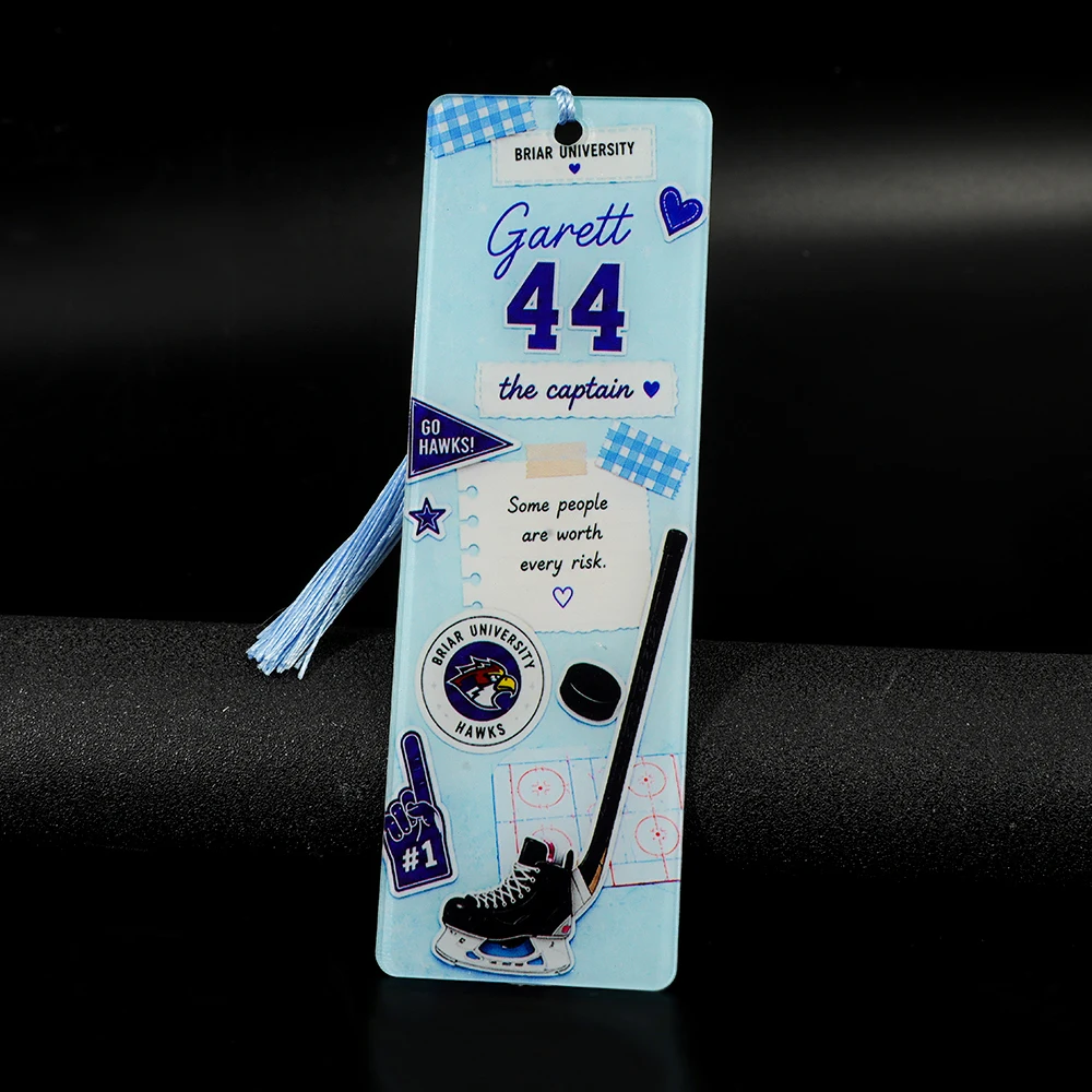 Off Campus Ice Hockey Romantic Story Acrylic Bookmark, Printed with Characters from the Novel 'Briar University'
