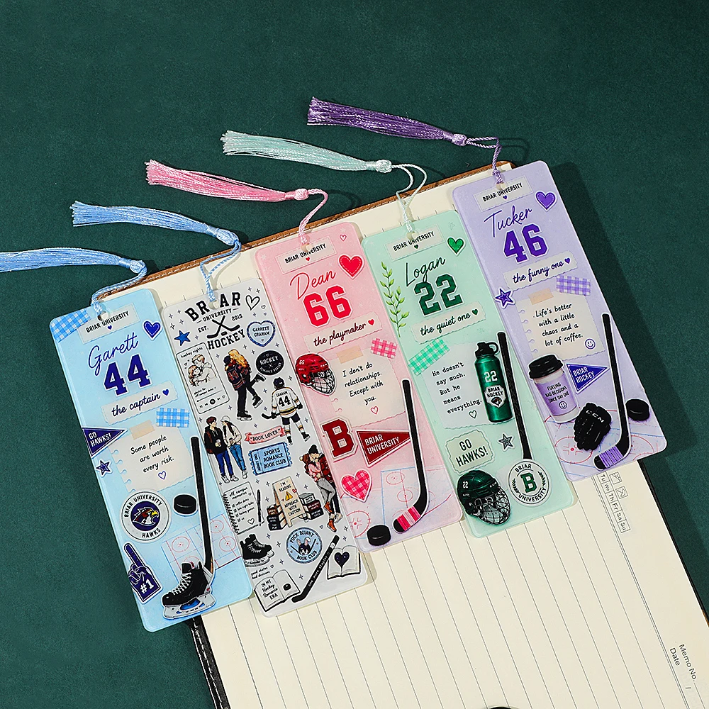 Off Campus Ice Hockey Romantic Story Acrylic Bookmark, Printed with Characters from the Novel 'Briar University'
