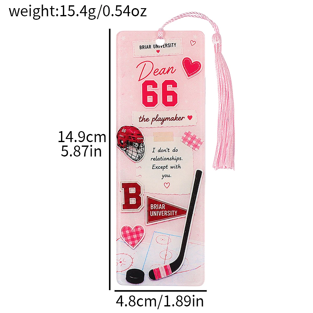Off Campus Ice Hockey Romantic Story Acrylic Bookmark, Printed with Characters from the Novel 'Briar University'