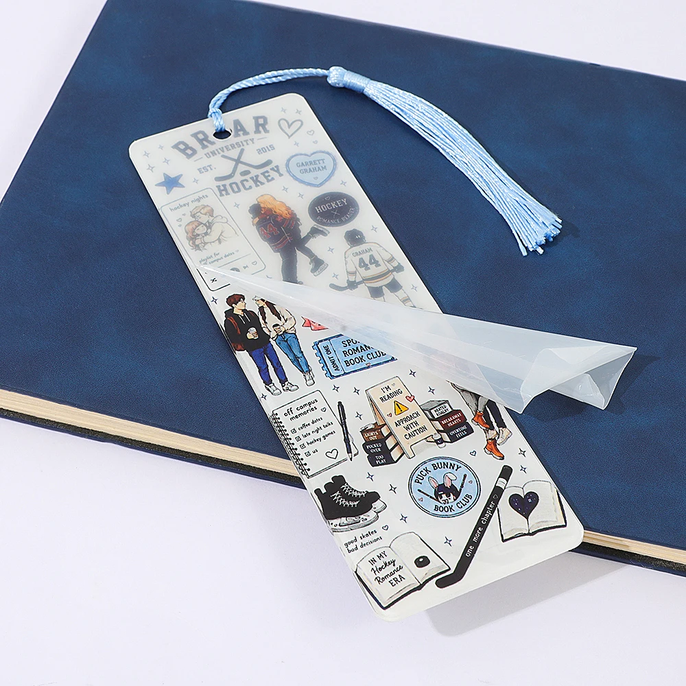 Off Campus Ice Hockey Romantic Story Acrylic Bookmark, Printed with Characters from the Novel 'Briar University'