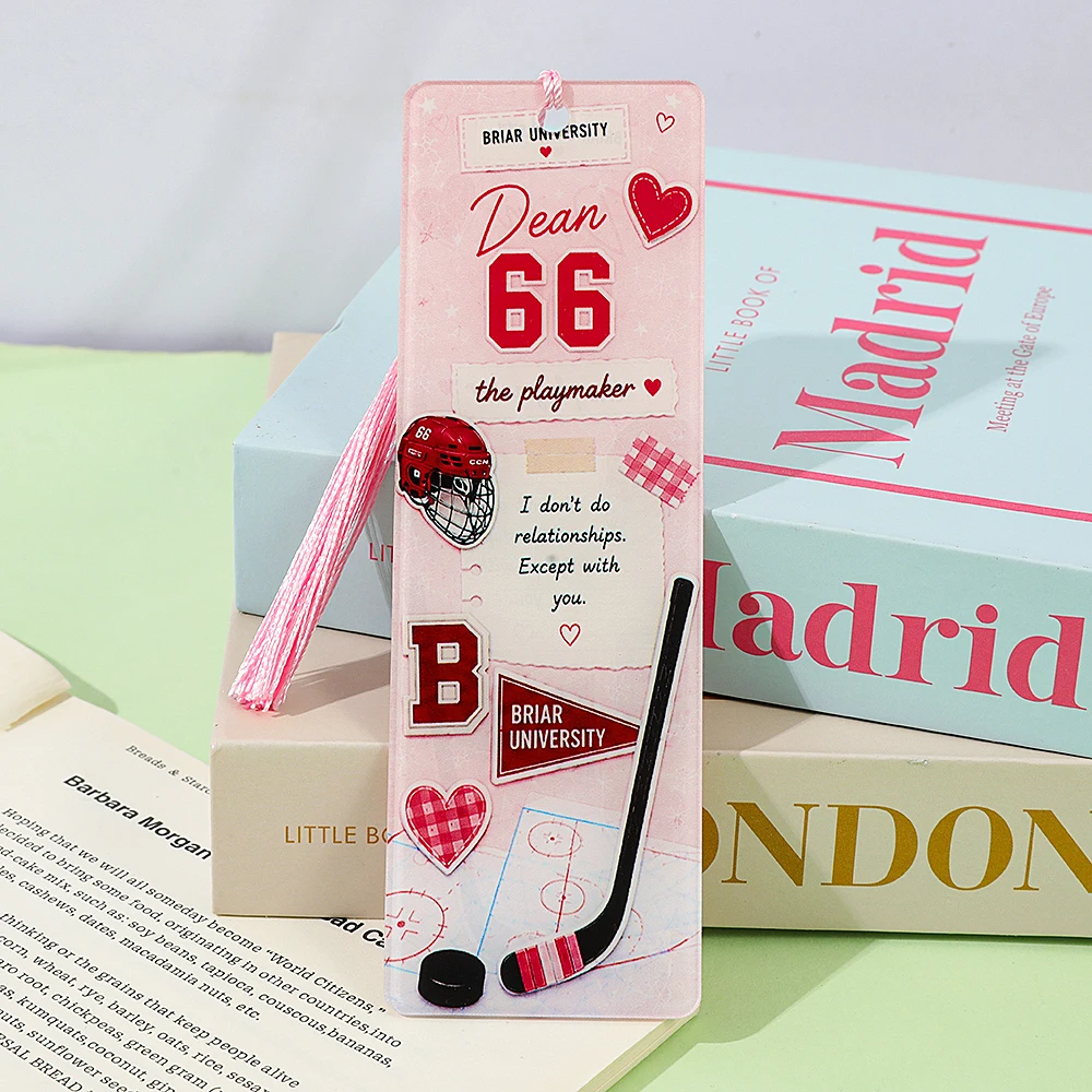 Off Campus Ice Hockey Romantic Story Acrylic Bookmark, Printed with Characters from the Novel 'Briar University'