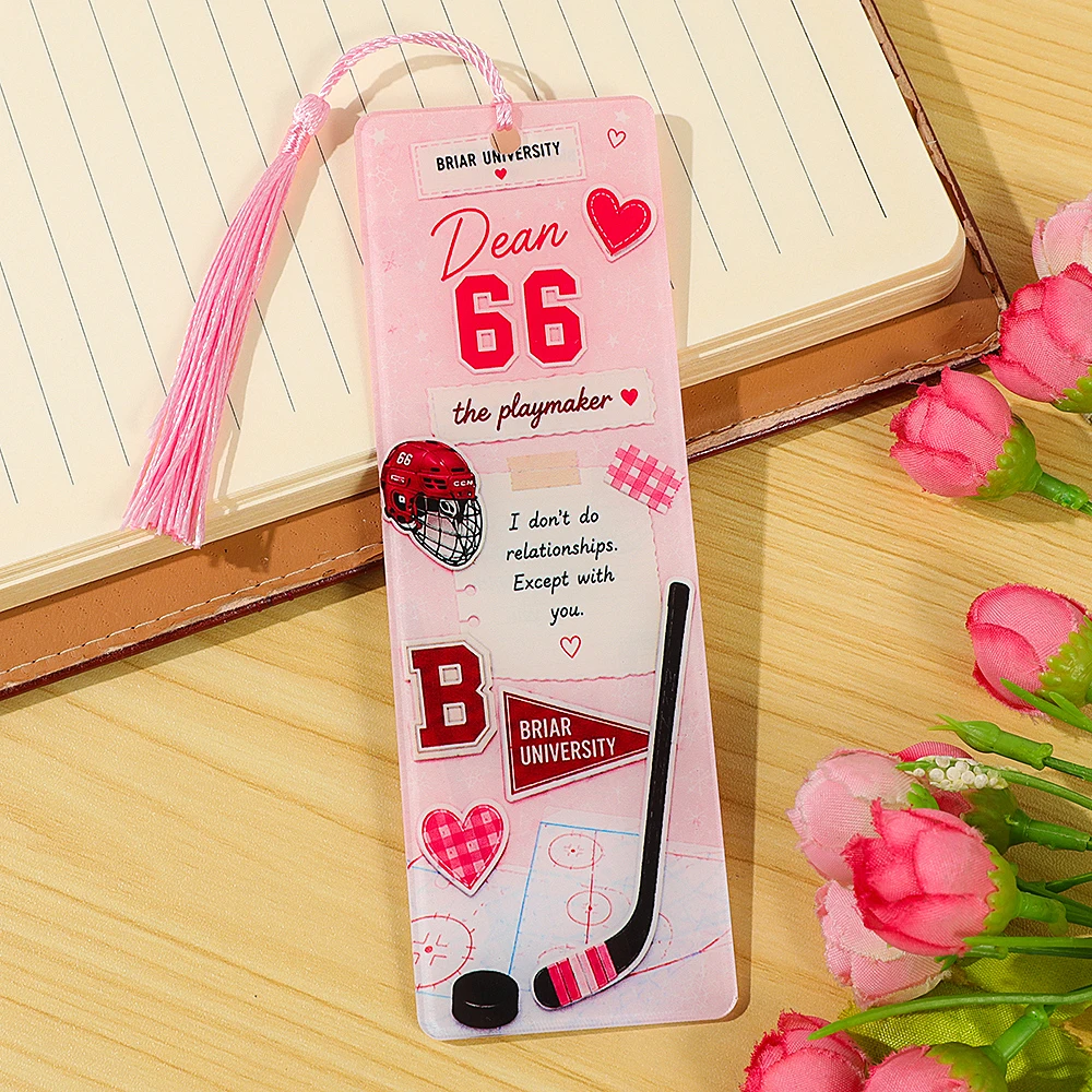 Off Campus Ice Hockey Romantic Story Acrylic Bookmark, Printed with Characters from the Novel 'Briar University'
