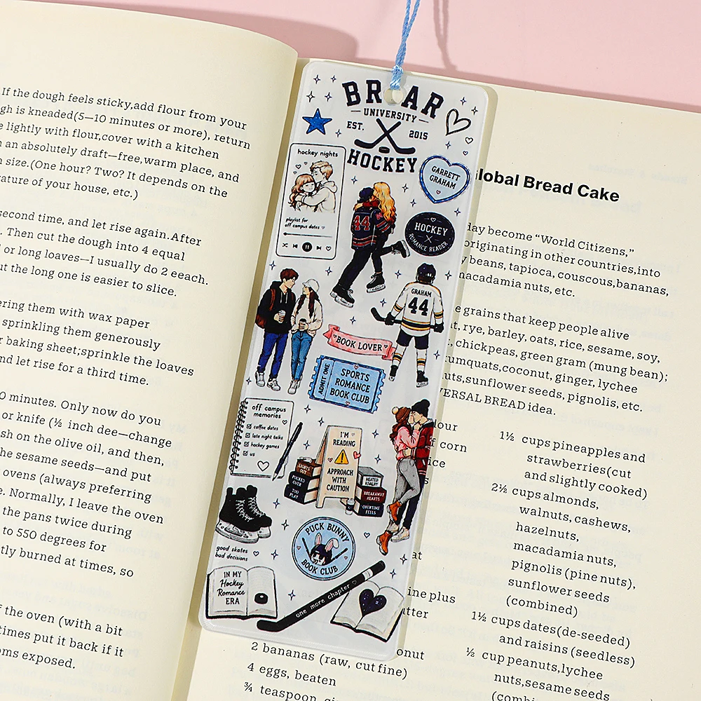 Off Campus Ice Hockey Romantic Story Acrylic Bookmark, Printed with Characters from the Novel 'Briar University'