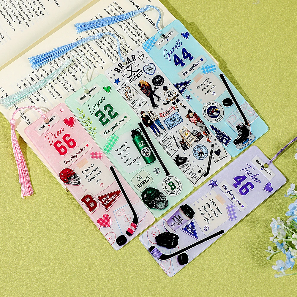 Off Campus Ice Hockey Romantic Story Acrylic Bookmark, Printed with Characters from the Novel 'Briar University'