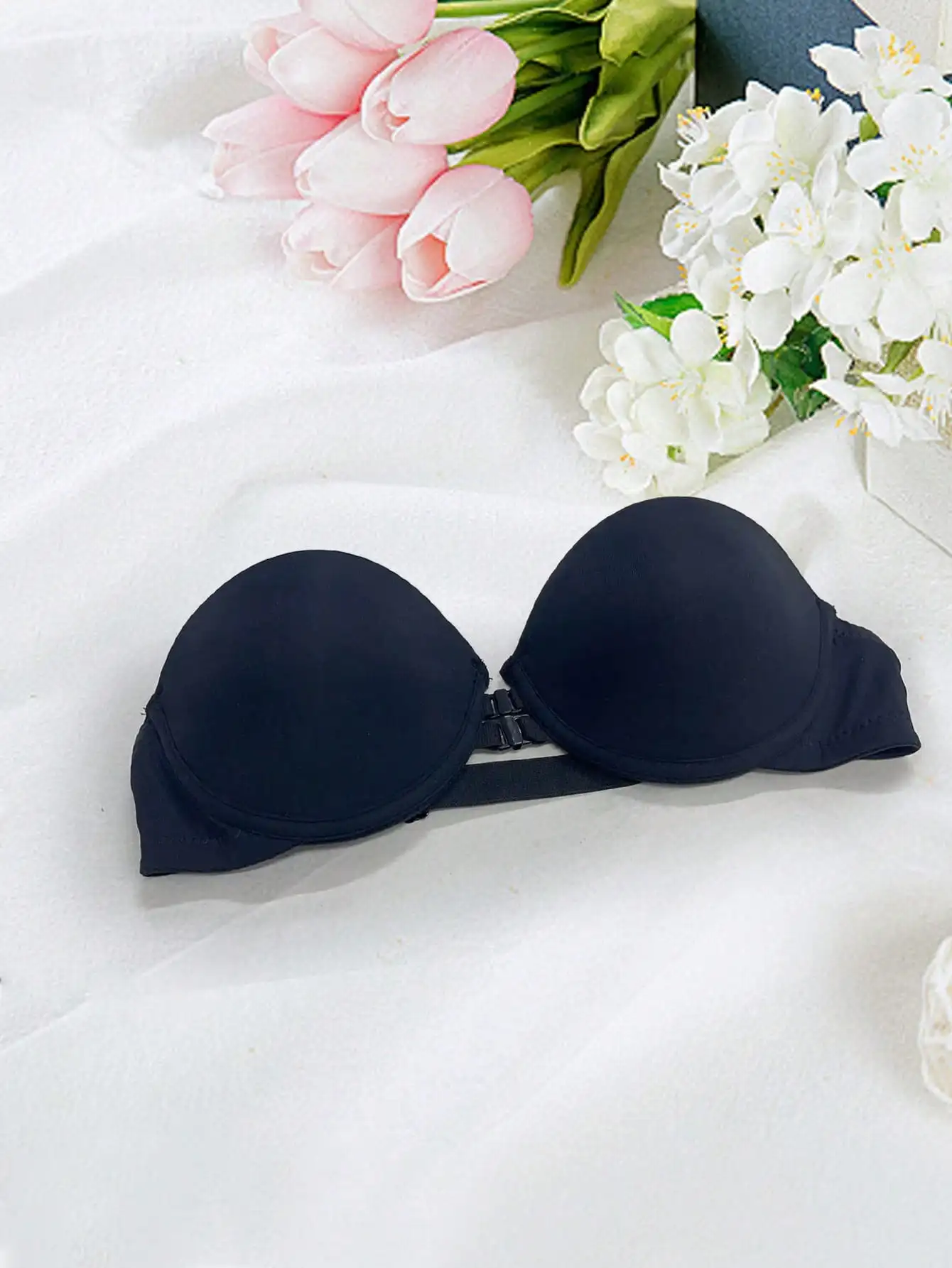 Strapless Bra Front Closure Push Up Bras For Women Heart Pattern Cup Backless Invisible Strapless Underwear Sexy Lingerie