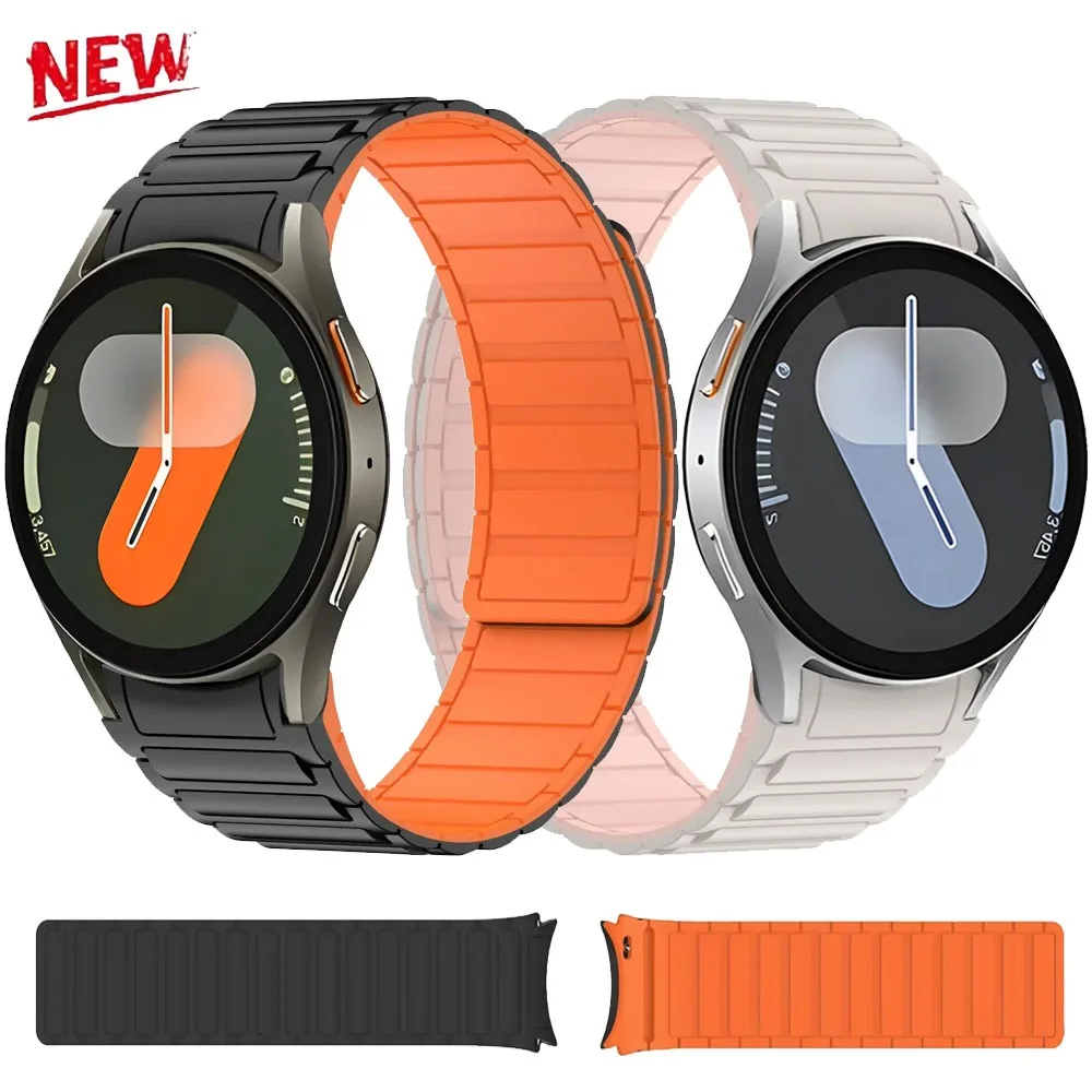No Gaps Magnetic Silicone Strap For Samsung Galaxy Watch FE 7 6 5 4 40/44mm 5 Pro 45mm Comfortable Band Galaxy 6 Classic 43/47mm