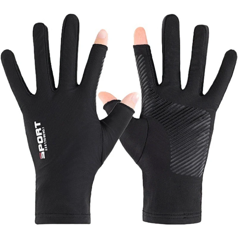 Ice Silk Halffinger Cycling Gloves for Men and Women Outdoor Sports Fitness Driving Fishing Highelastic Comfortable