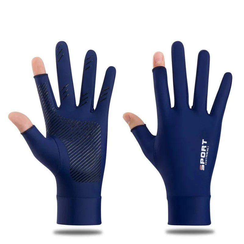 Ice Silk Halffinger Cycling Gloves for Men and Women Outdoor Sports Fitness Driving Fishing Highelastic Comfortable