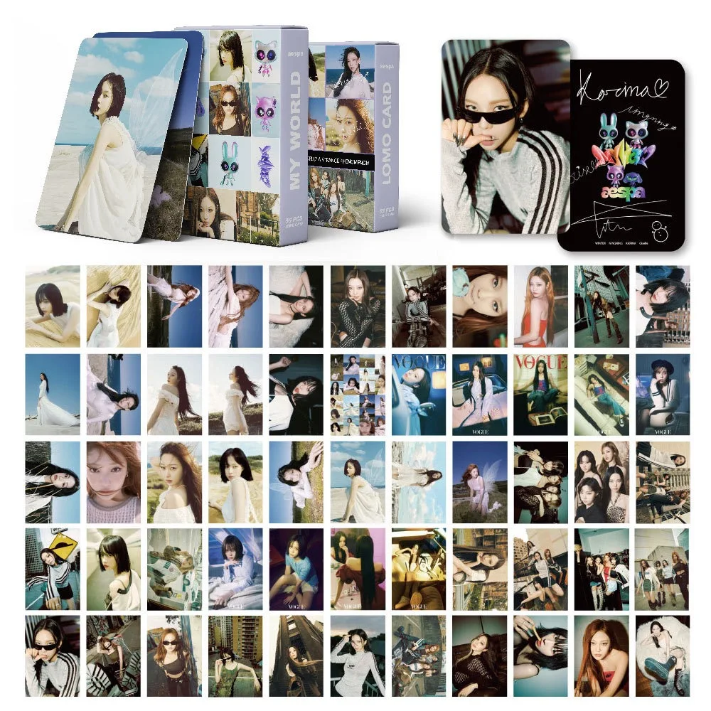 55PCS Kpop Hot Girls Idol Album "Rich Man" "SPICY" HD Small Cards KARINA NINGNING GISELLE WINTER High Quality Lomo Cards