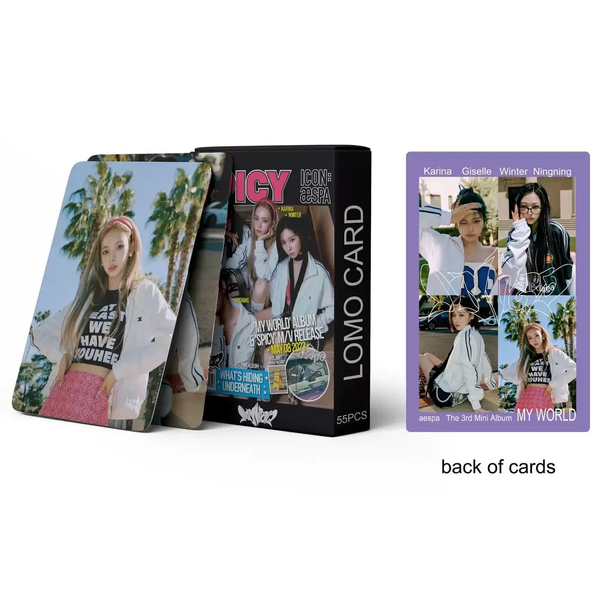 55PCS Kpop Hot Girls Idol Album "Rich Man" "SPICY" HD Small Cards KARINA NINGNING GISELLE WINTER High Quality Lomo Cards