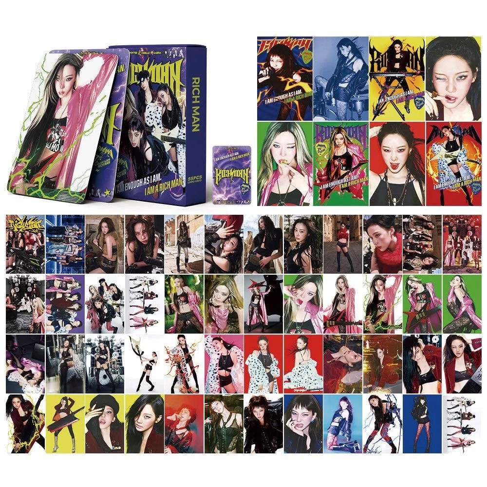 55PCS Kpop Hot Girls Idol Album "Rich Man" "SPICY" HD Small Cards KARINA NINGNING GISELLE WINTER High Quality Lomo Cards