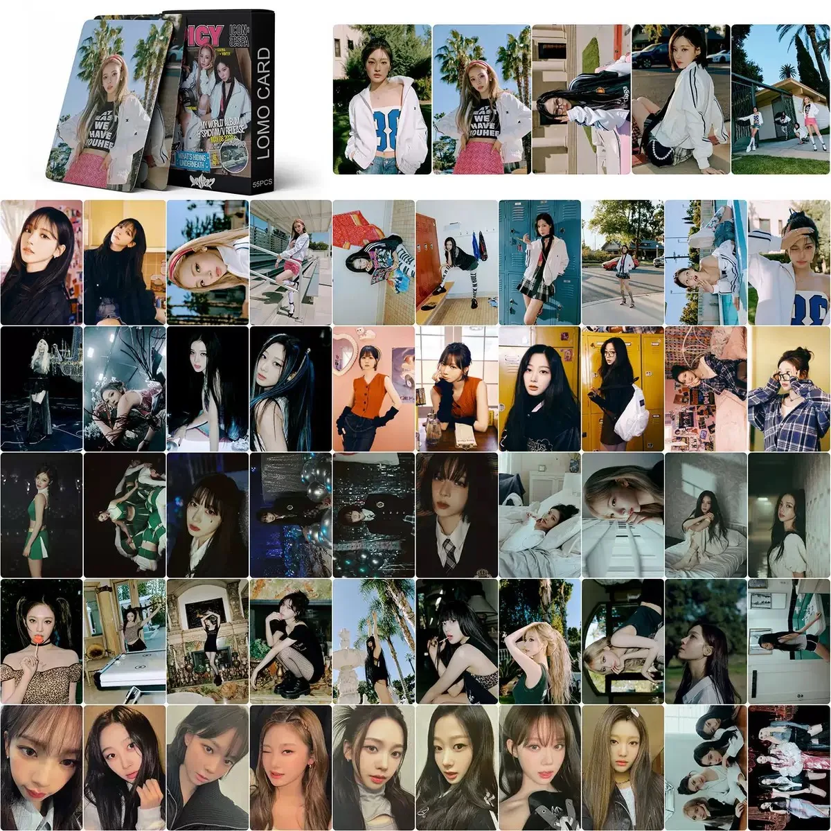 55PCS Kpop Hot Girls Idol Album "Rich Man" "SPICY" HD Small Cards KARINA NINGNING GISELLE WINTER High Quality Lomo Cards