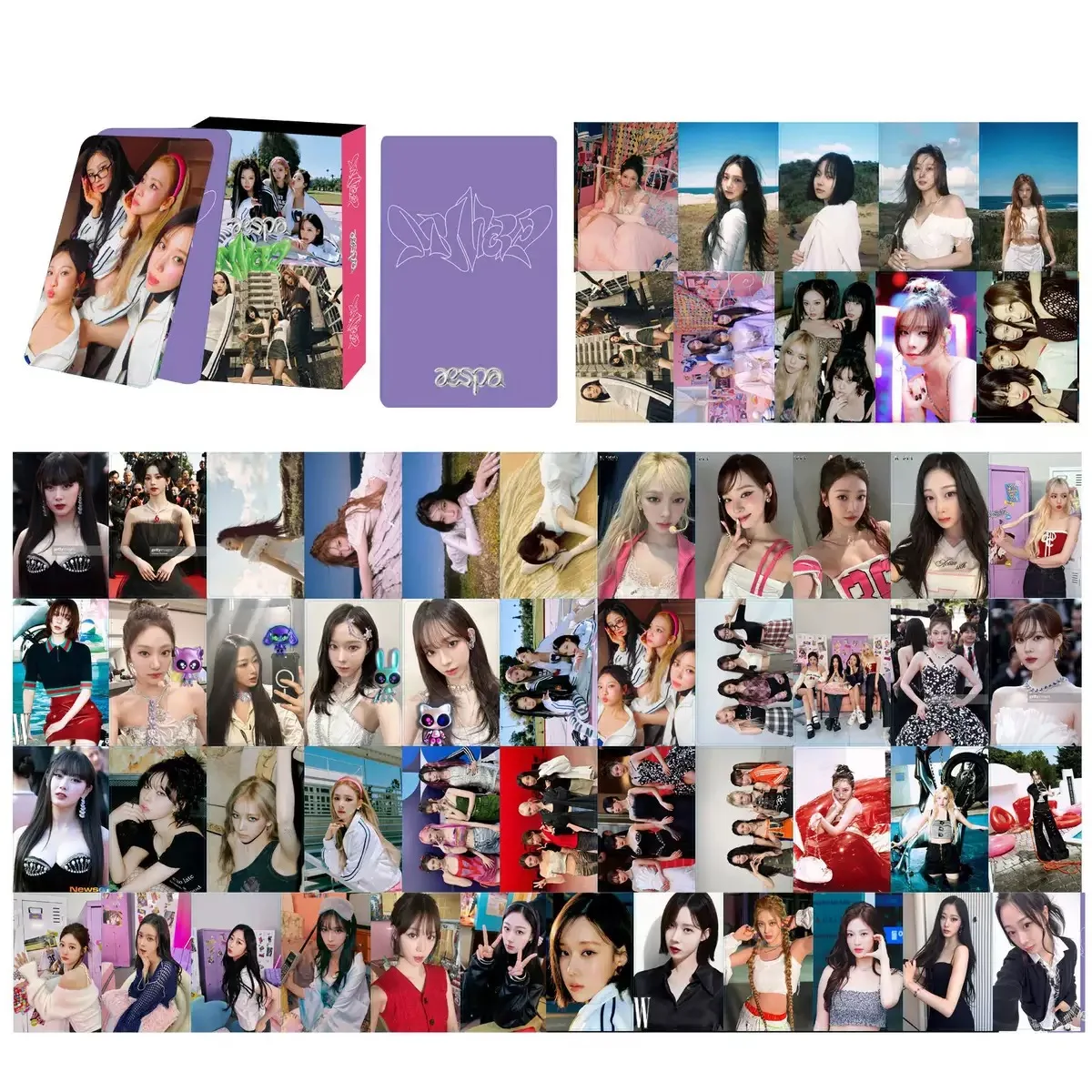 55PCS Kpop Hot Girls Idol Album "Rich Man" "SPICY" HD Small Cards KARINA NINGNING GISELLE WINTER High Quality Lomo Cards