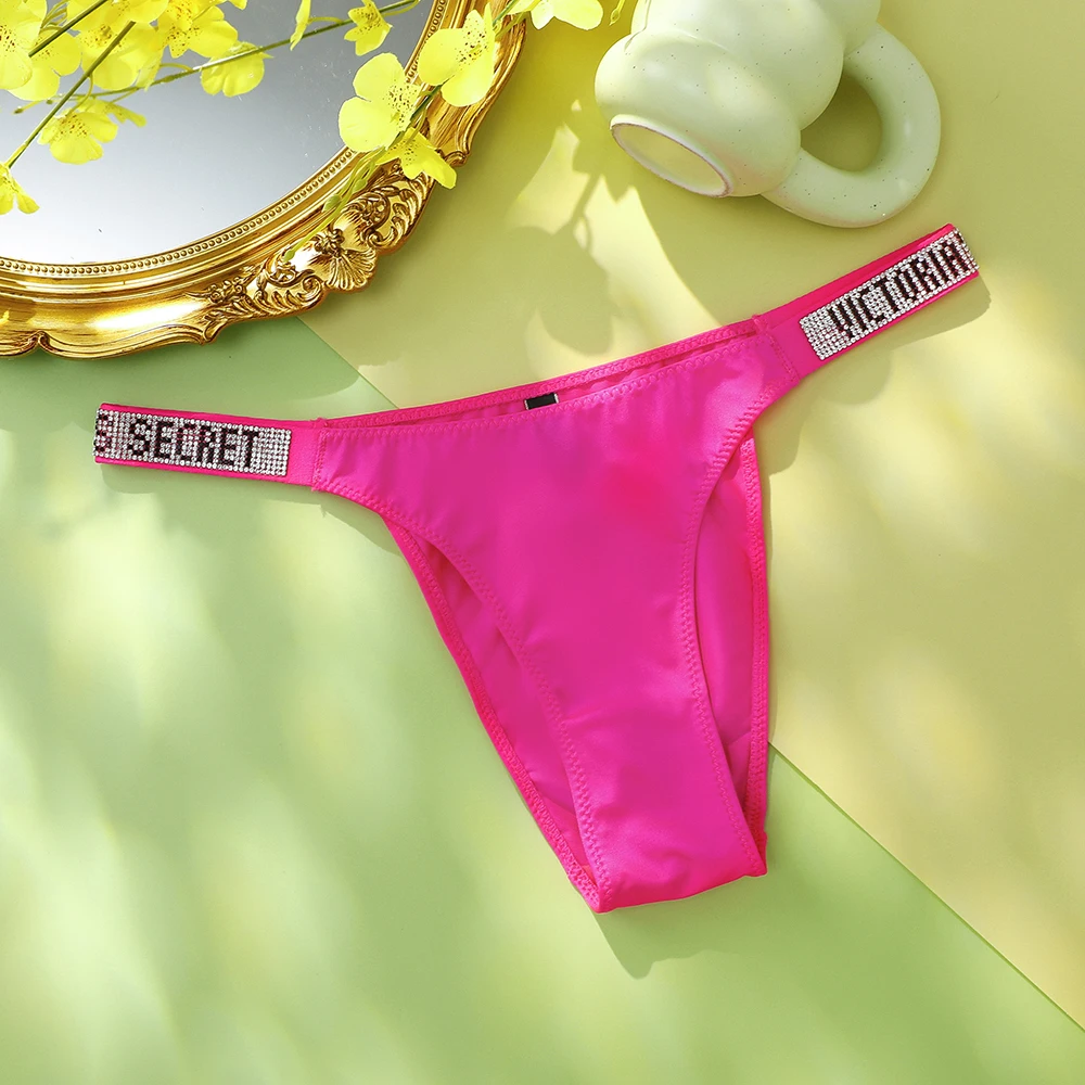 Victoria's Secret Women's Classic Striped Versatile Lace Sexy Panties Shaping Breathable Soft V-Chain Underwear Thong
