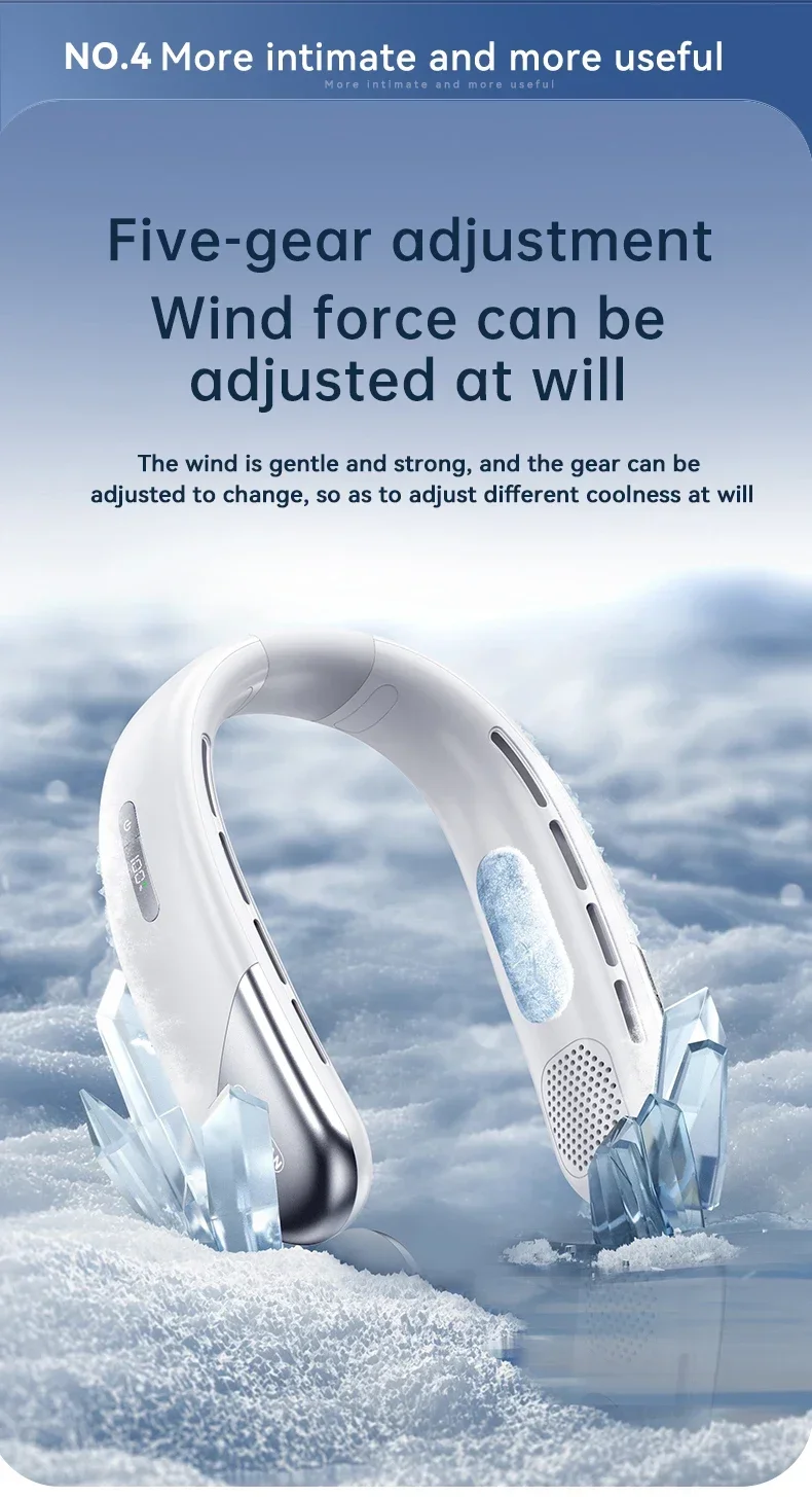 Lenovo Portable Neck Air Conditioner 5 Speed Ultra Hanging Neck Fan Rechargeable Semiconductor Refrigeration Leafless Fan 2026