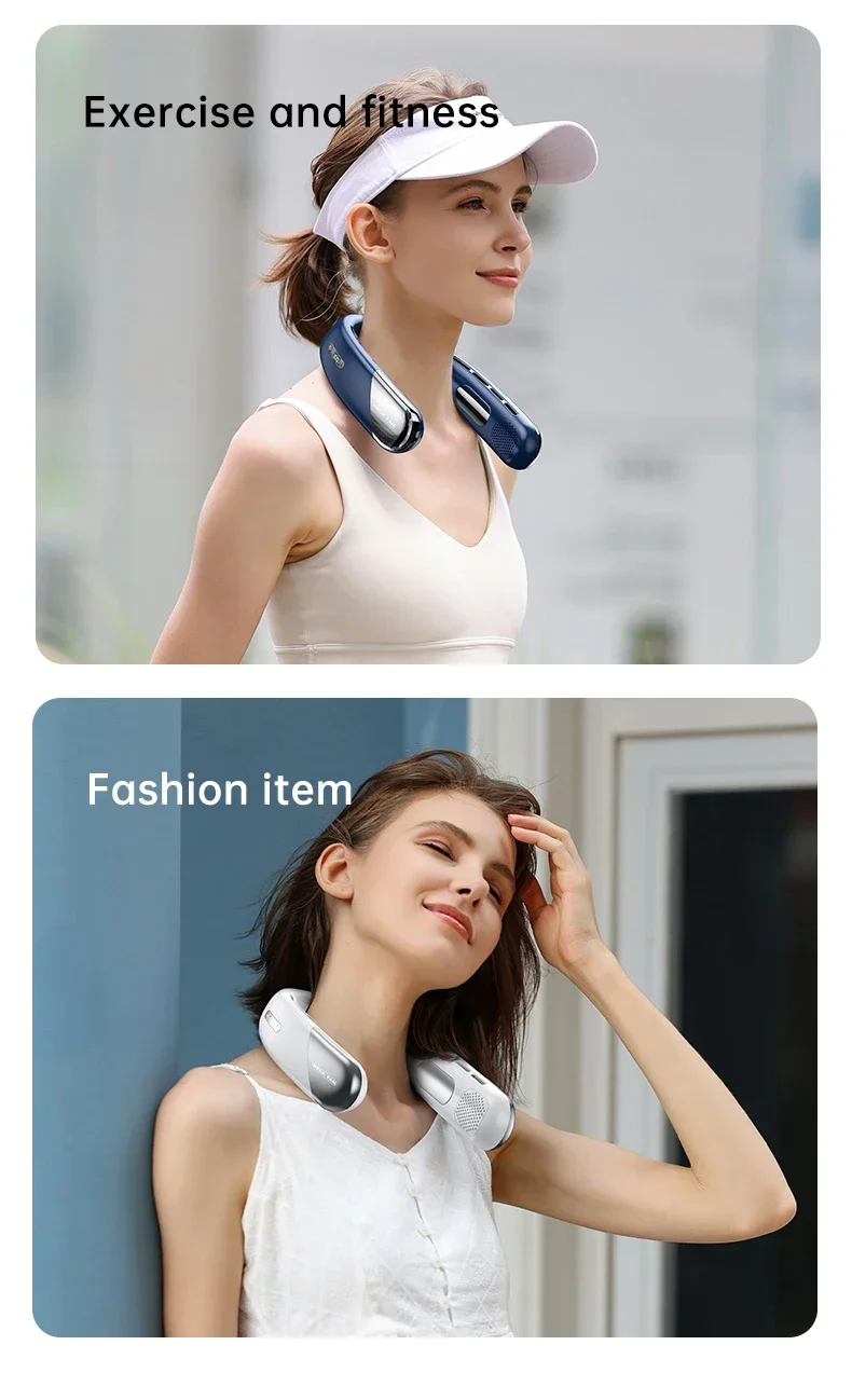 Lenovo Portable Neck Air Conditioner 5 Speed Ultra Hanging Neck Fan Rechargeable Semiconductor Refrigeration Leafless Fan 2026