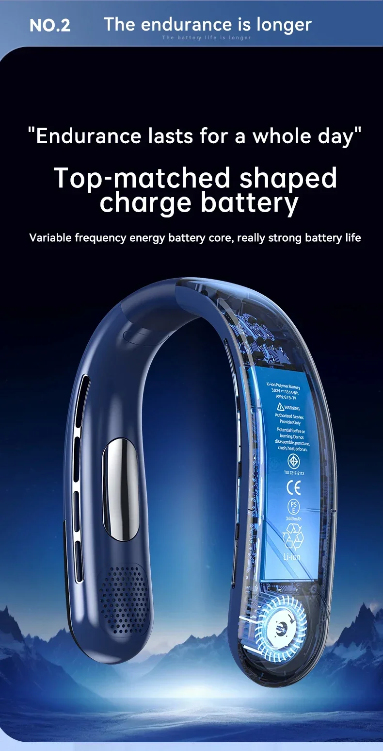 Lenovo Portable Neck Air Conditioner 5 Speed Ultra Hanging Neck Fan Rechargeable Semiconductor Refrigeration Leafless Fan 2026