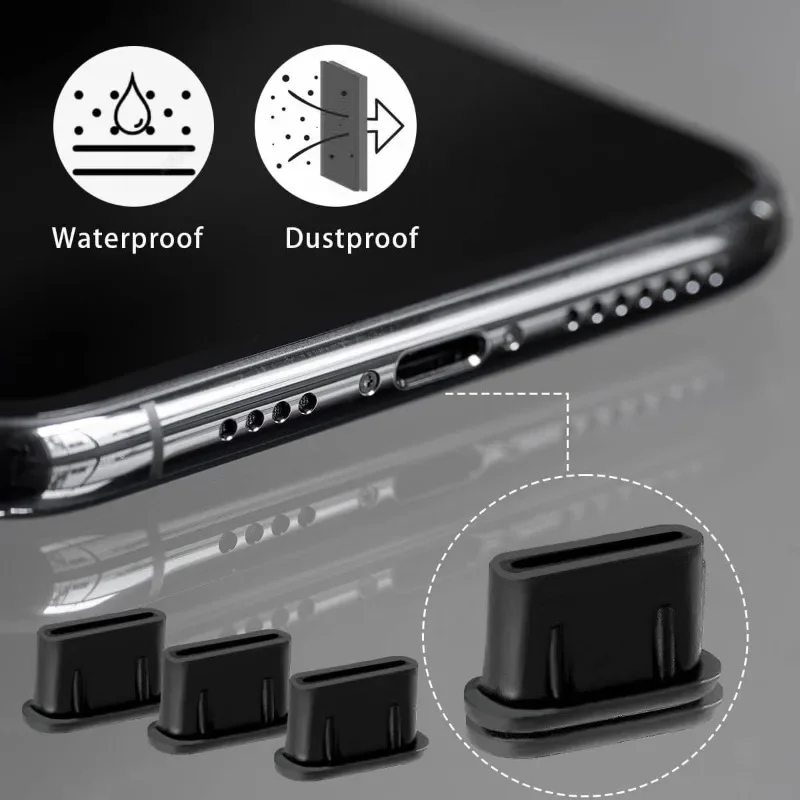 Silicone Type-C Anti-Dust Port Plug & Protector with Cleaning Brush Compatible with iPhone Samsung Xiaomi Huawei Phone Accessory