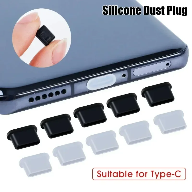 Silicone Type-C Anti-Dust Port Plug & Protector with Cleaning Brush Compatible with iPhone Samsung Xiaomi Huawei Phone Accessory