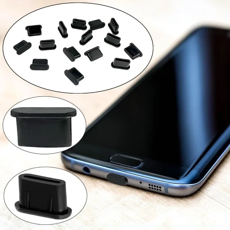 Silicone Type-C Anti-Dust Port Plug & Protector with Cleaning Brush Compatible with iPhone Samsung Xiaomi Huawei Phone Accessory