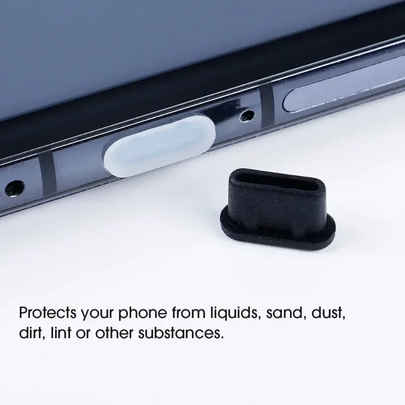 Silicone Type-C Anti-Dust Port Plug & Protector with Cleaning Brush Compatible with iPhone Samsung Xiaomi Huawei Phone Accessory