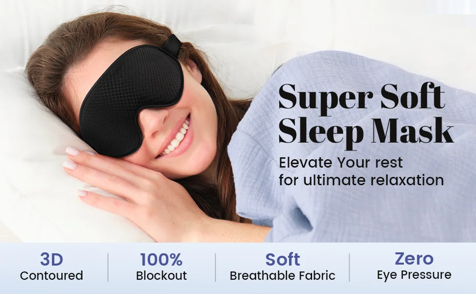 Sleep Mask Blackout Eye Mask for Sleep - 3D Breathable Soft Comfortable Eye Mask for Sleeping- Adjustable strap Unisex