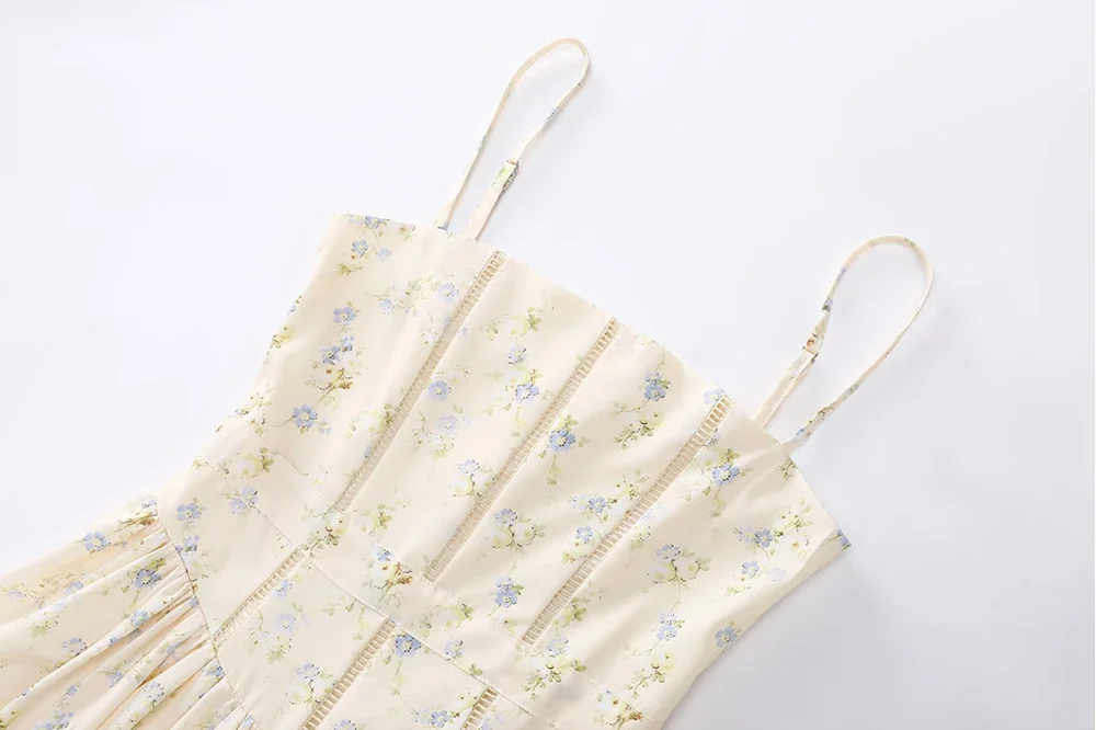Mingmingxi Women Long Floral Print Spaghetti Strap Maxi Dress Summer Elegant Lace Up Dress Flowy Holiday Party Beach Wear Dress