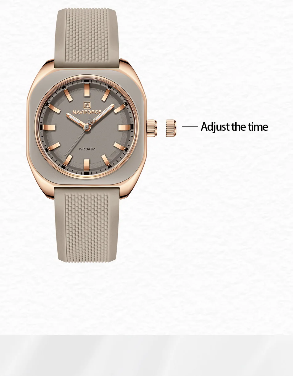 NAVIFORCE Classic Fashion Soft Silicone Strap Watch for Women Simple Casual Quartz Female Bracelet Waterproof Ladies Wristwatch