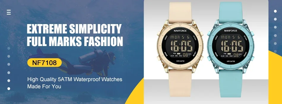 NAVIFORCE Classic Fashion Soft Silicone Strap Watch for Women Simple Casual Quartz Female Bracelet Waterproof Ladies Wristwatch