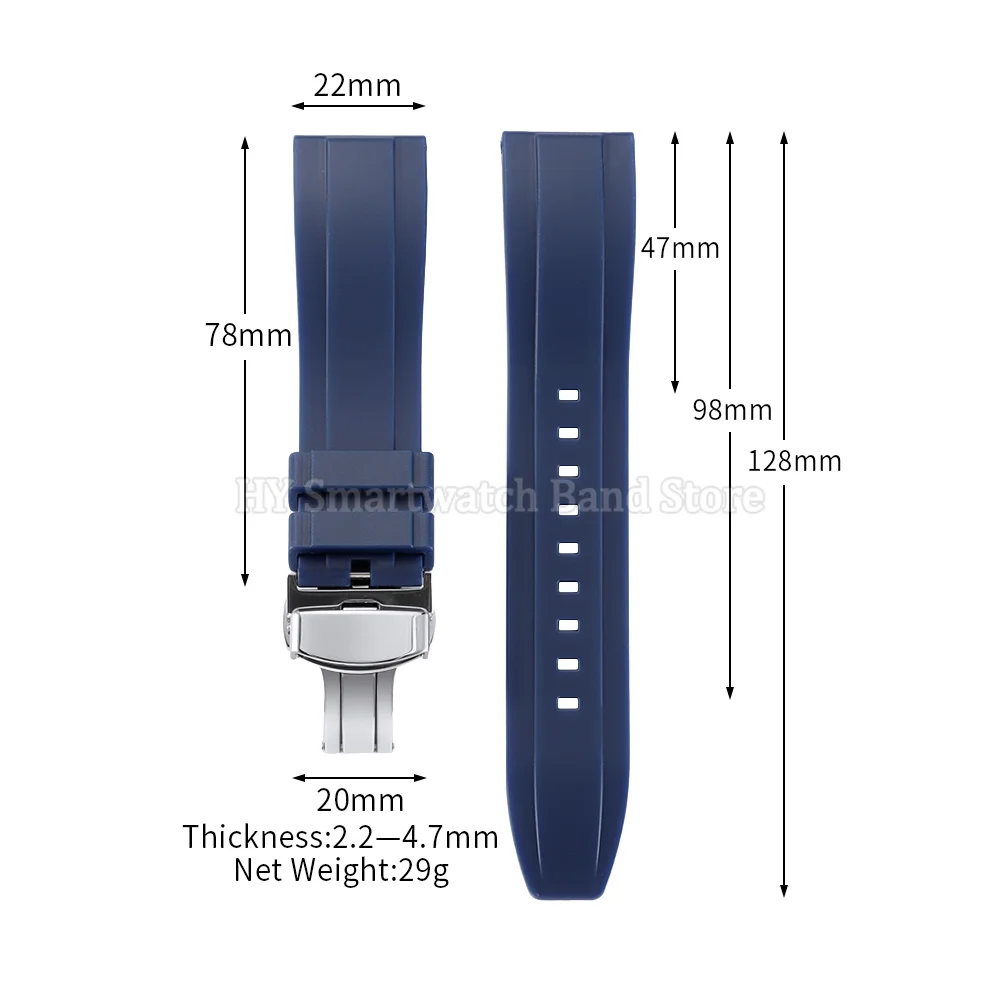 18mm 20mm 22mm 24mm Silicone Watch Strap for Omega for Roelx for Huawei Quick Release Belt Fold Clasp Waterproof Rubber Bracelet